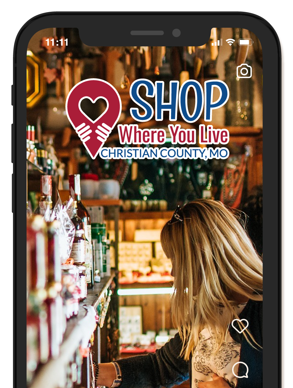 Social media story mockup that features the Shop Where You Live Logo